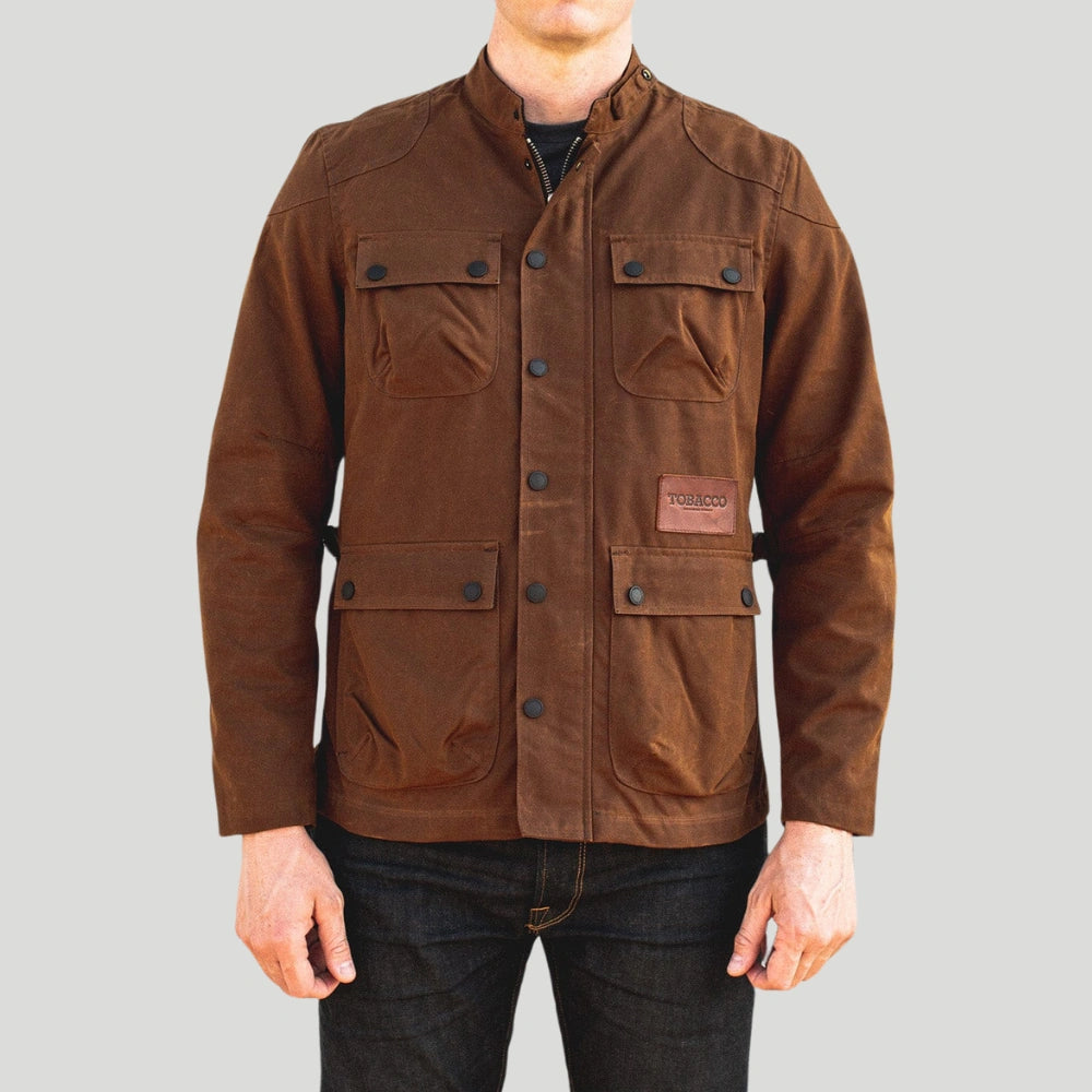 The McCoy Waxed Canvas Protective Jacket - Brown. Pockets for D3O® Back,  Elbow and Shoulder Armor – Tobacco Motorwear