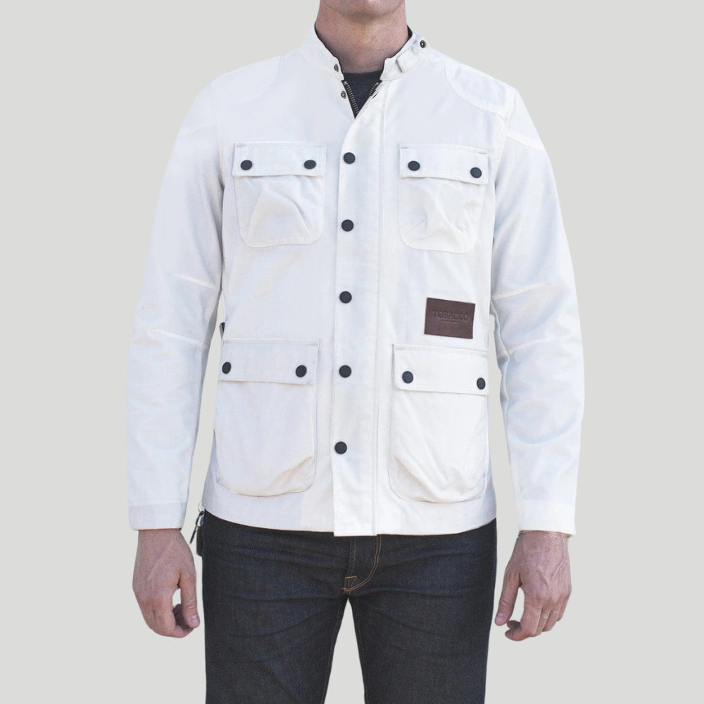 tobacco motorwear jacket The McCoy Jacket - White