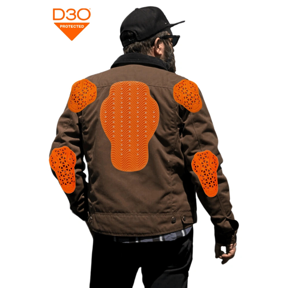Tobacco Trucker Waxed Canvas Motorcycle Jacket - Coffee Brown