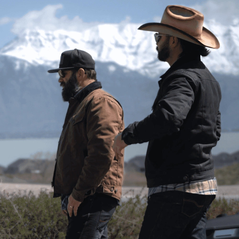 Tobacco Trucker Waxed Canvas Motorcycle Jacket - Coffee Brown