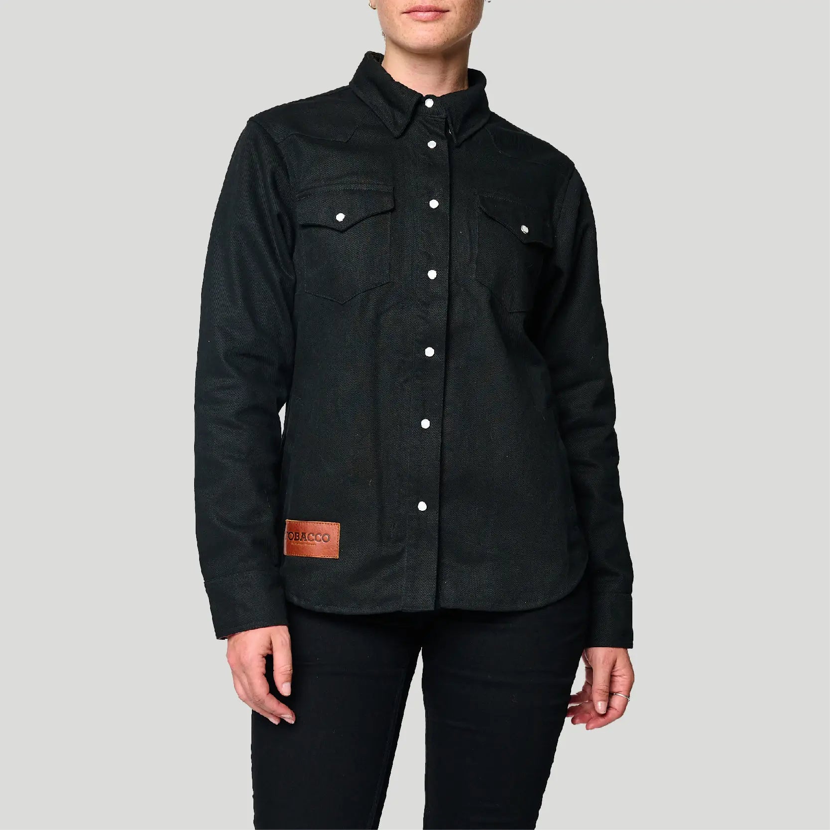 The Riveter Riding Shirt - Black Herringbone