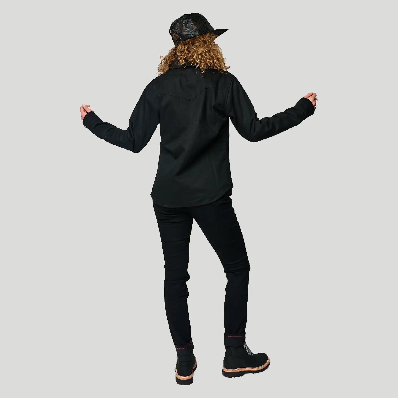 The Riveter Riding Shirt - Black Herringbone