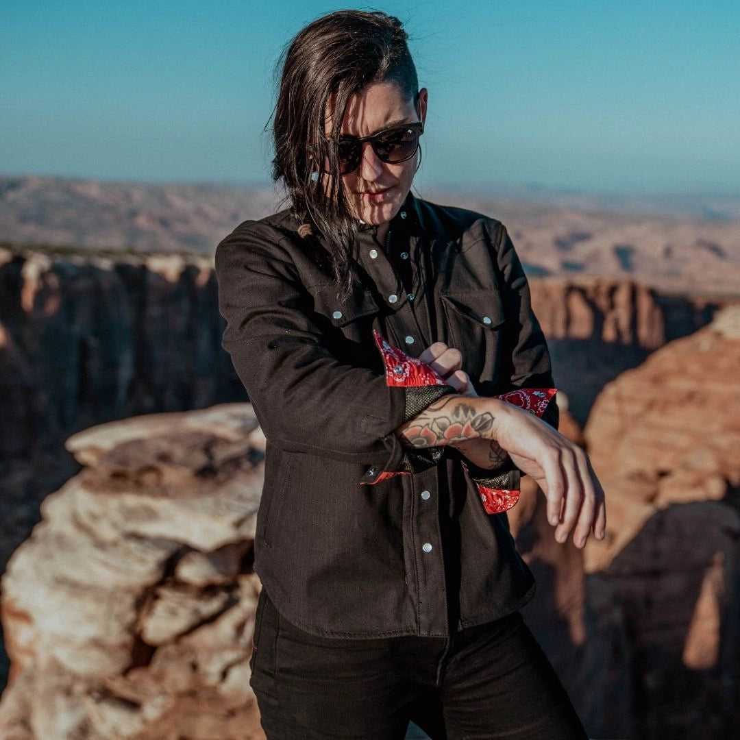 The Riveter Riding Shirt - Black Herringbone