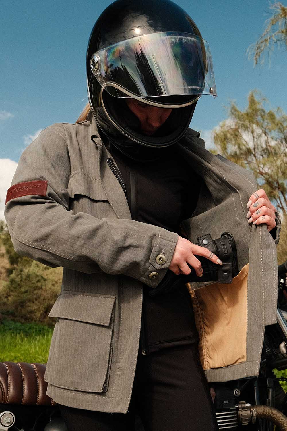 Tobacco Motorwear Shirts Women’s Motorcycle Protective Jacket - Kevlar Lined, Removable D3O Impact Armor Pockets, Medium