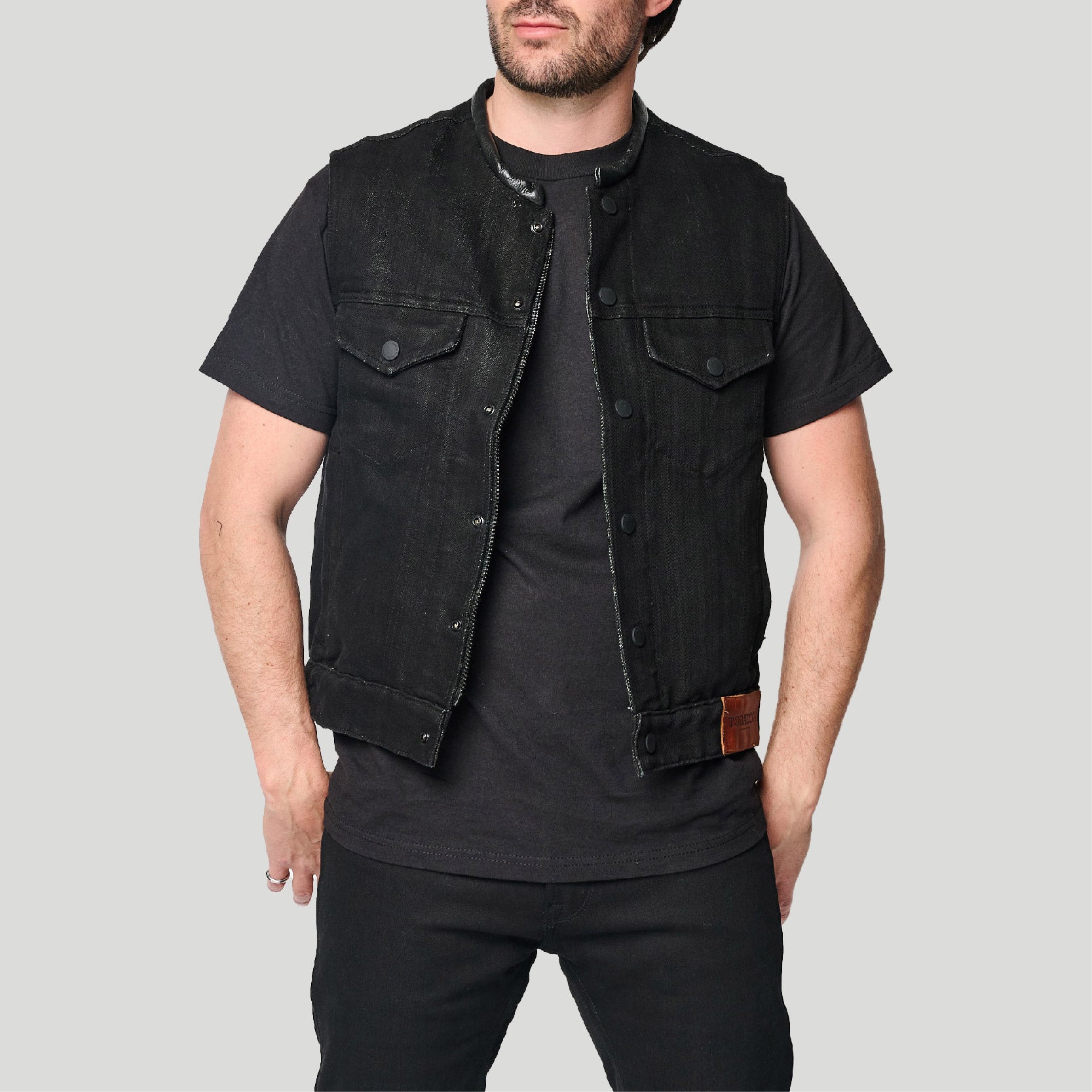 Dark Horse Protective Riding Vest - Black. Exclusive 16.5oz single