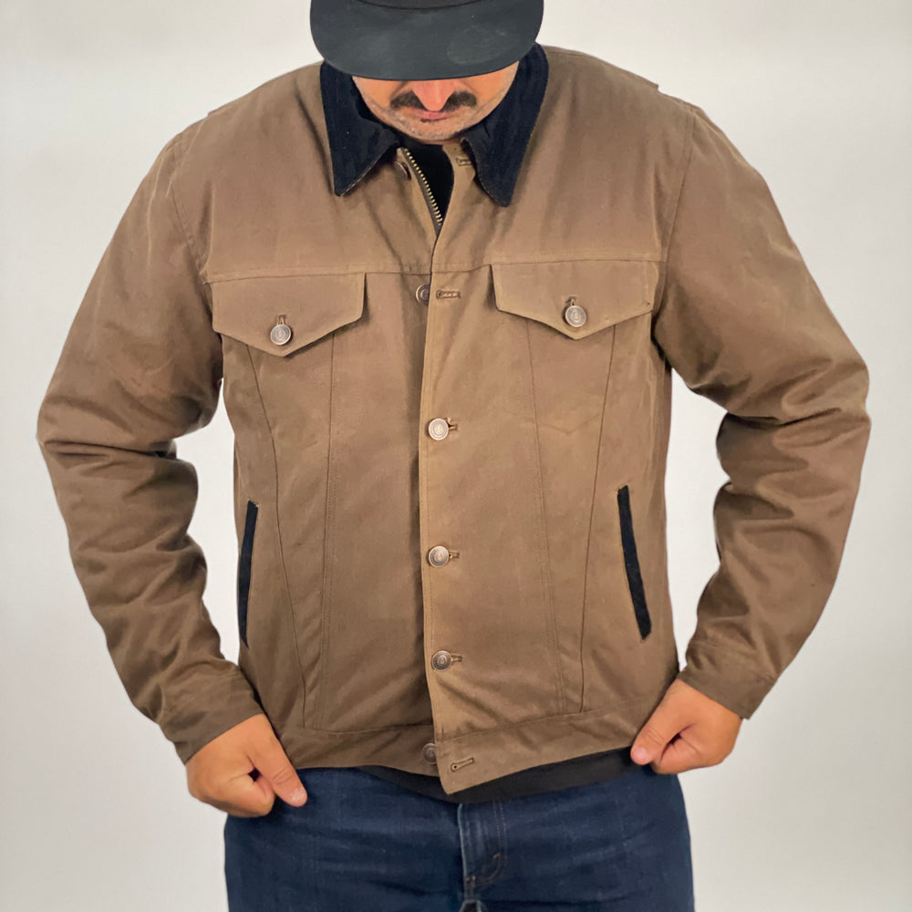 Tobacco Trucker Waxed Canvas Motorcycle Jacket