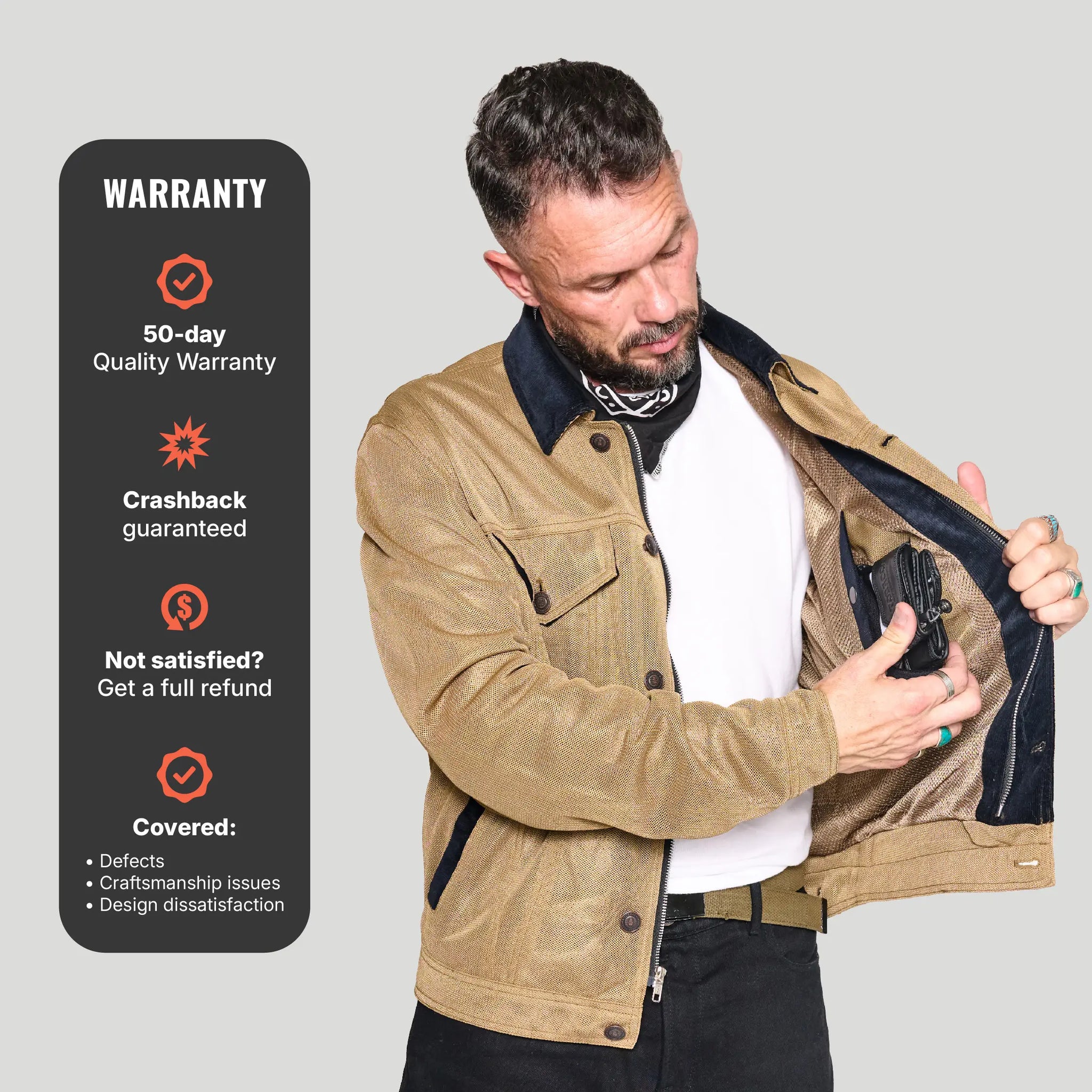 Deep South Trucker Jacket - Tan (Mesh)