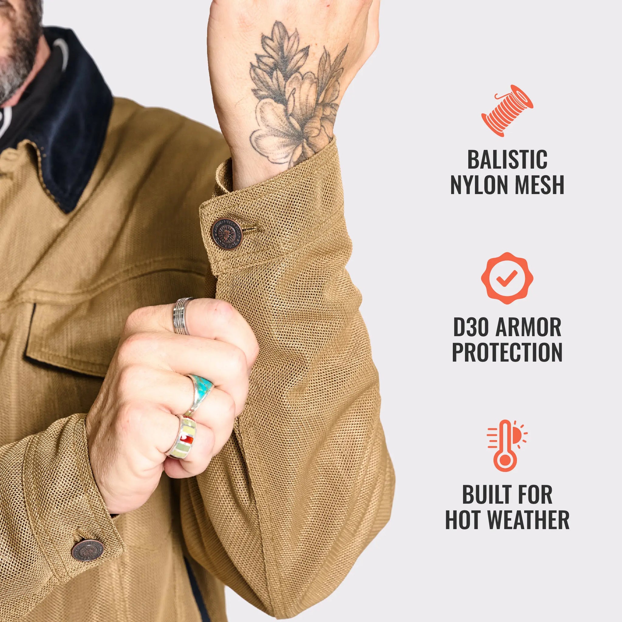 Deep South Trucker Jacket - Tan (Mesh)