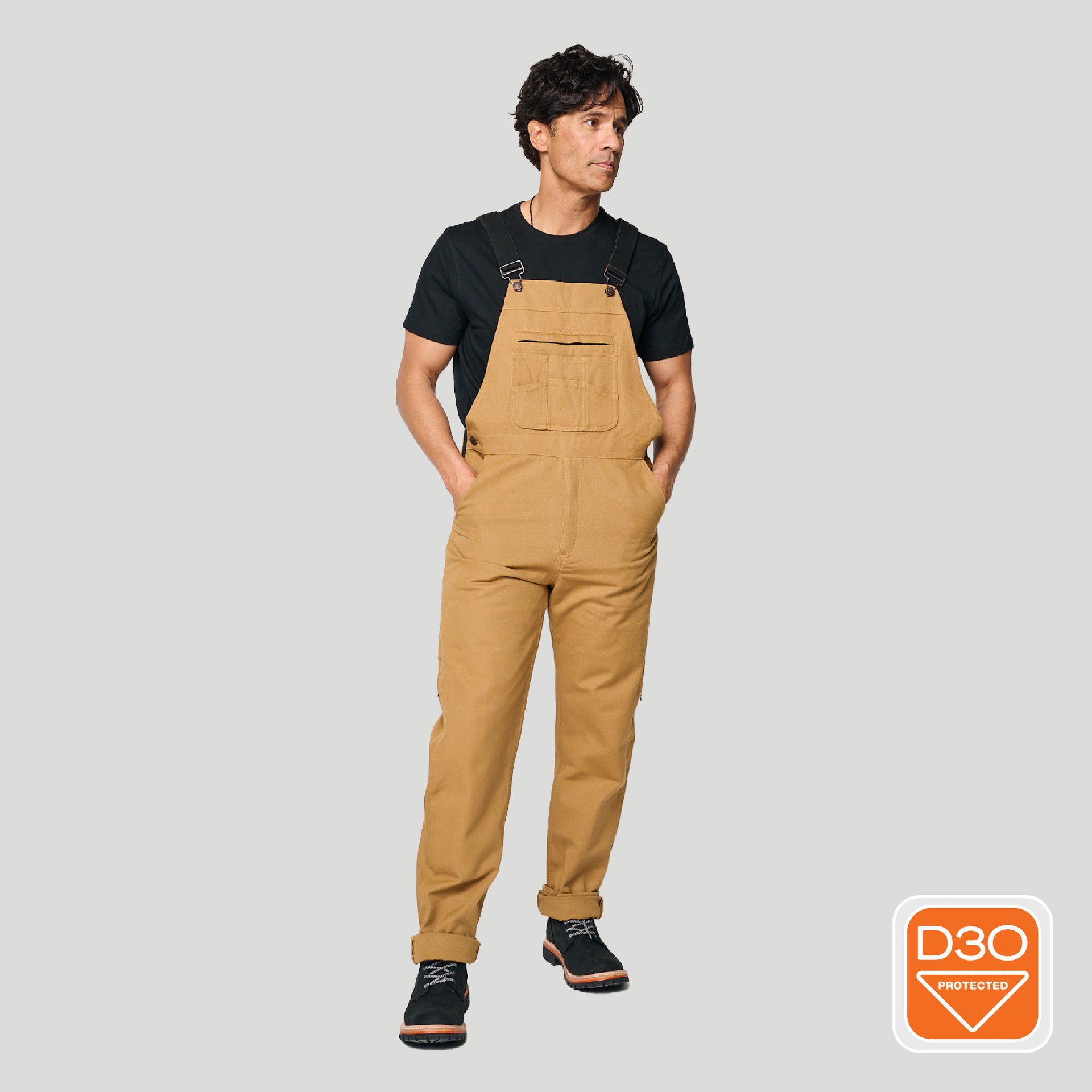 Men's Motorcycle Riding Overalls Kevlar Motorcycle Pants with Removable Armor. Features Protective DuPont™ Kevlar®, Pockets for D3O® Armor at the Hips and Knees. – Tobacco Motorwear