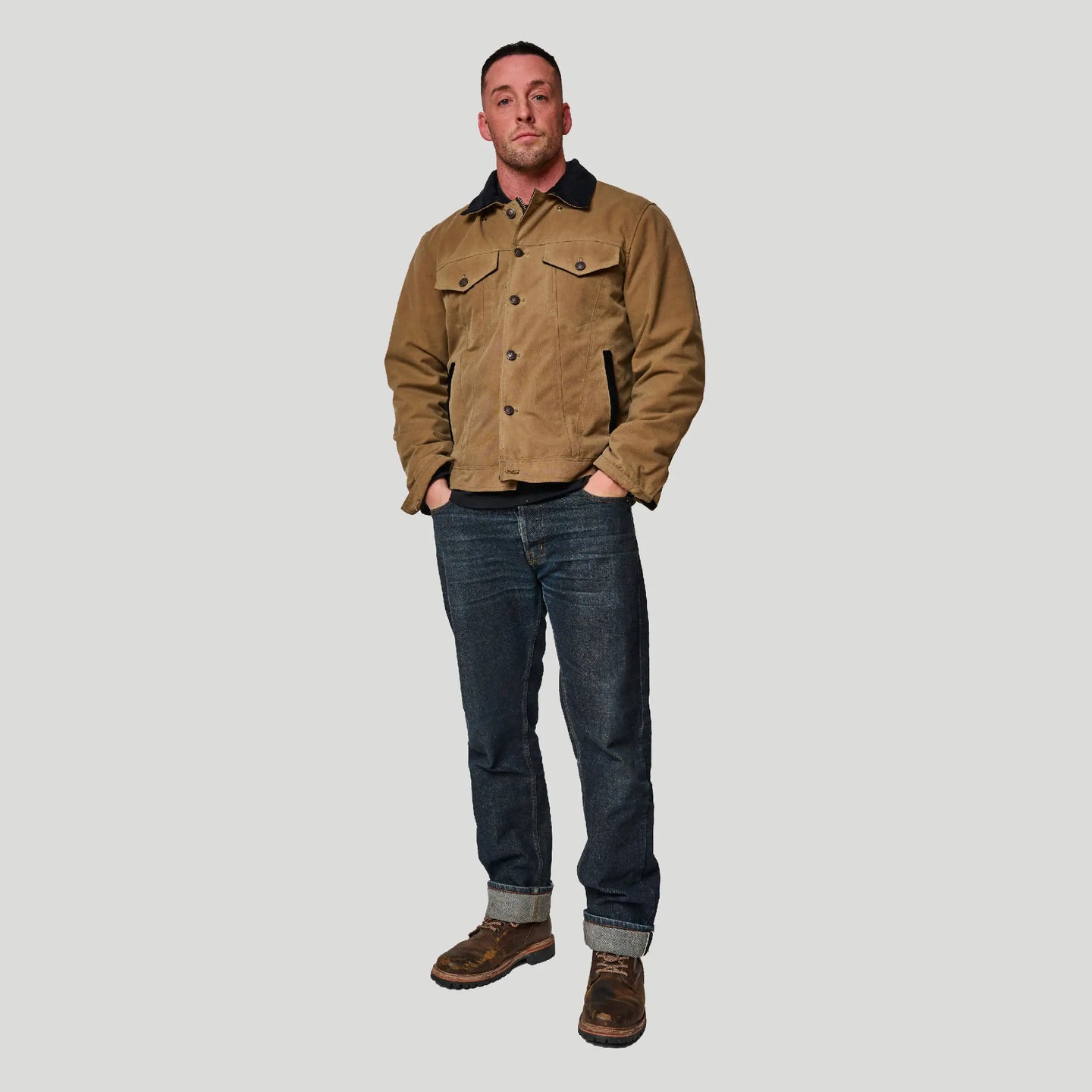 Tobacco Trucker Waxed Canvas Motorcycle Jacket - Dune