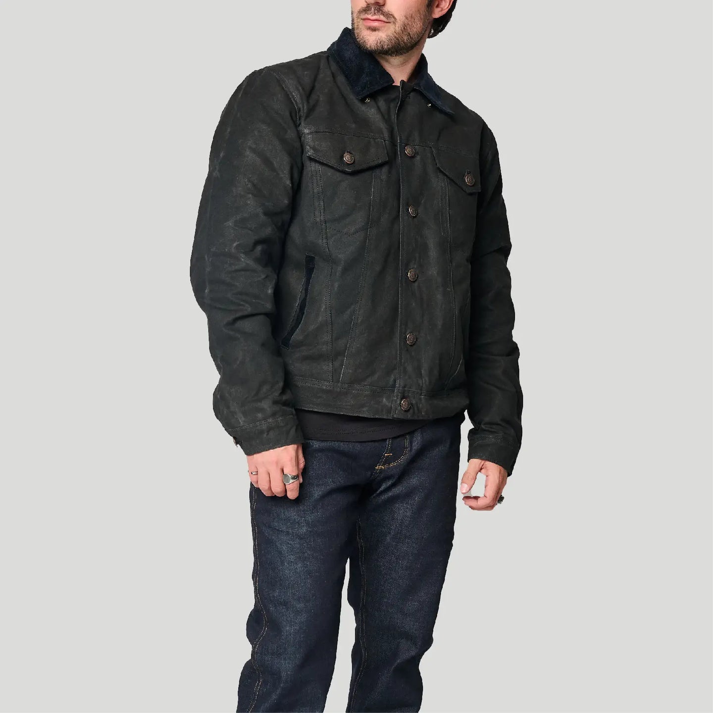 Tobacco Trucker Waxed Canvas Motorcycle Jacket