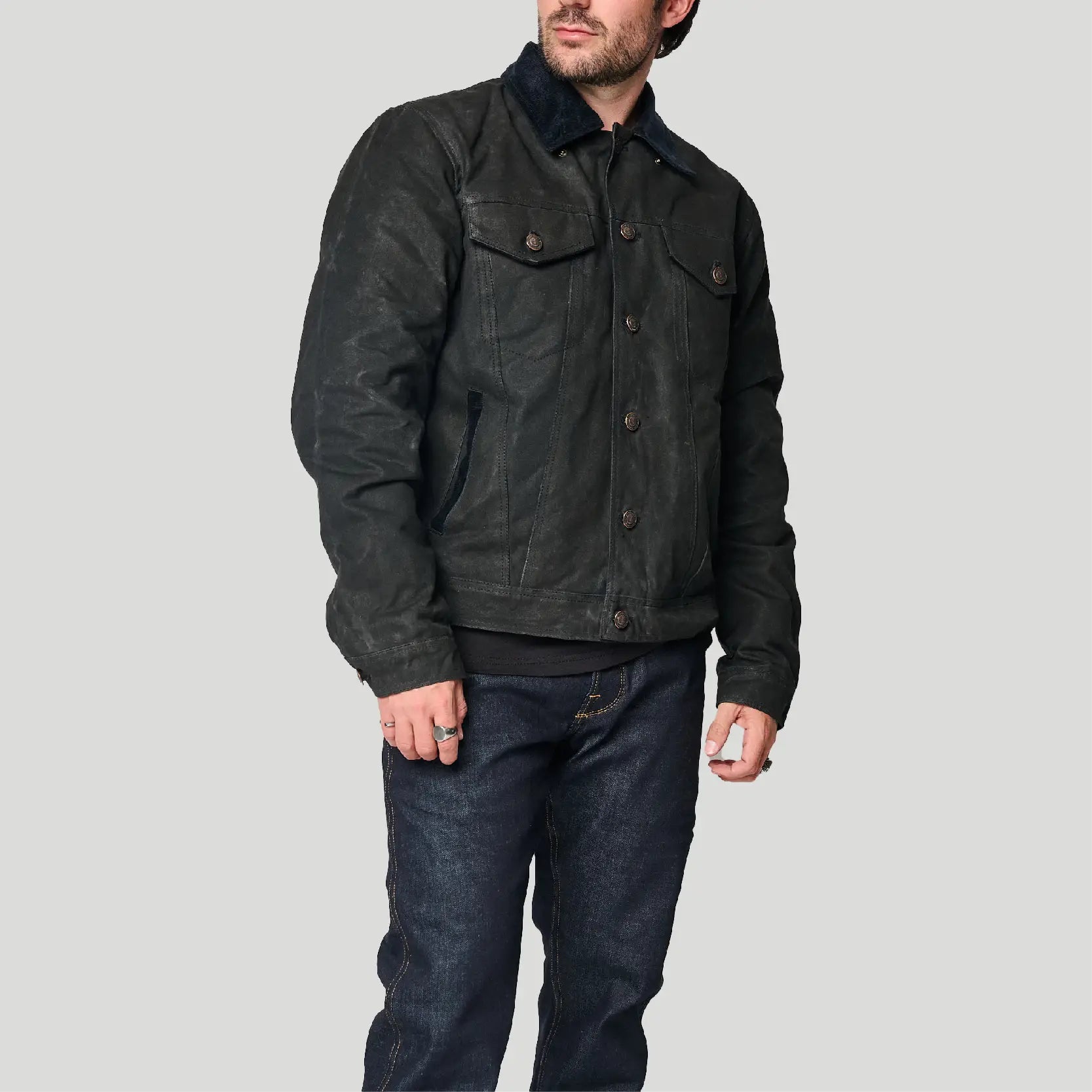 Tobacco Trucker Waxed Canvas Motorcycle Jacket