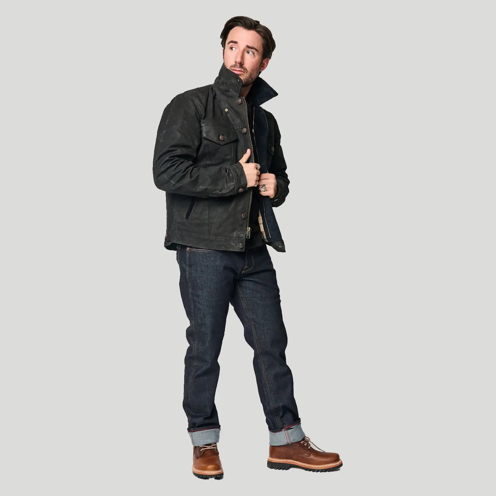 Tobacco Trucker Waxed Canvas Motorcycle Jacket