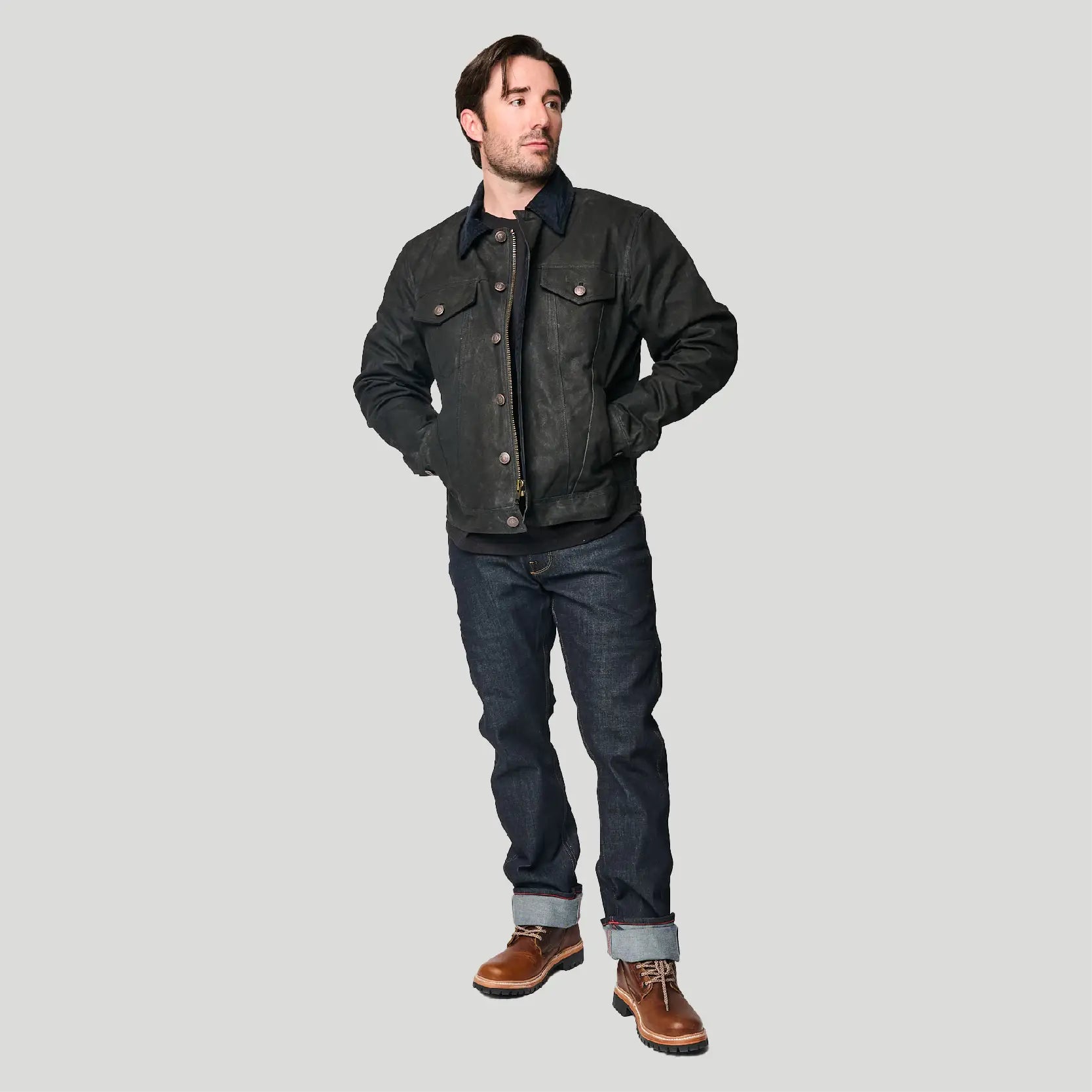 Tobacco Trucker Waxed Canvas Motorcycle Jacket