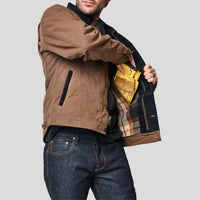 Tobacco Trucker Waxed Canvas Motorcycle Jacket