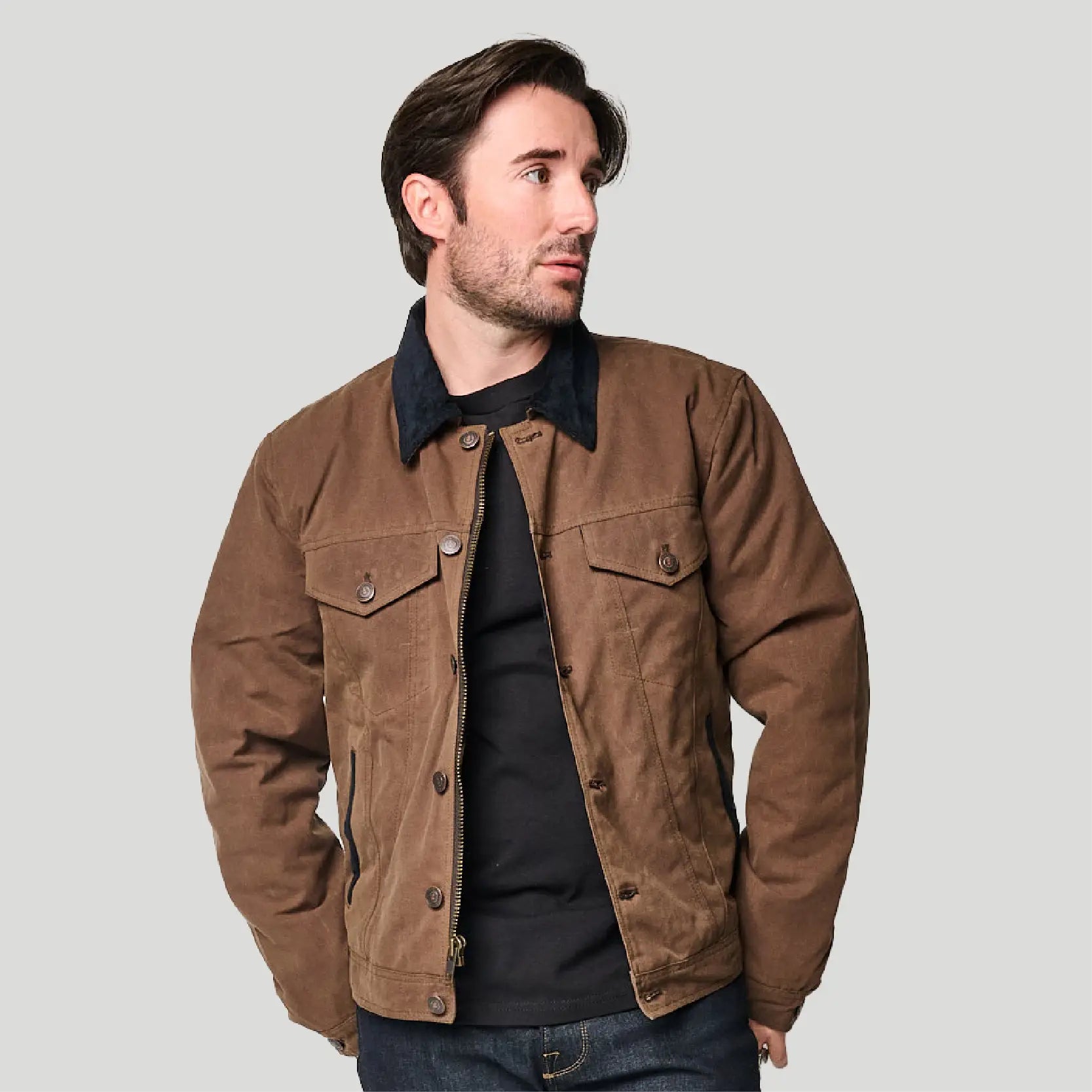 Tobacco Trucker Waxed Canvas Motorcycle Jacket