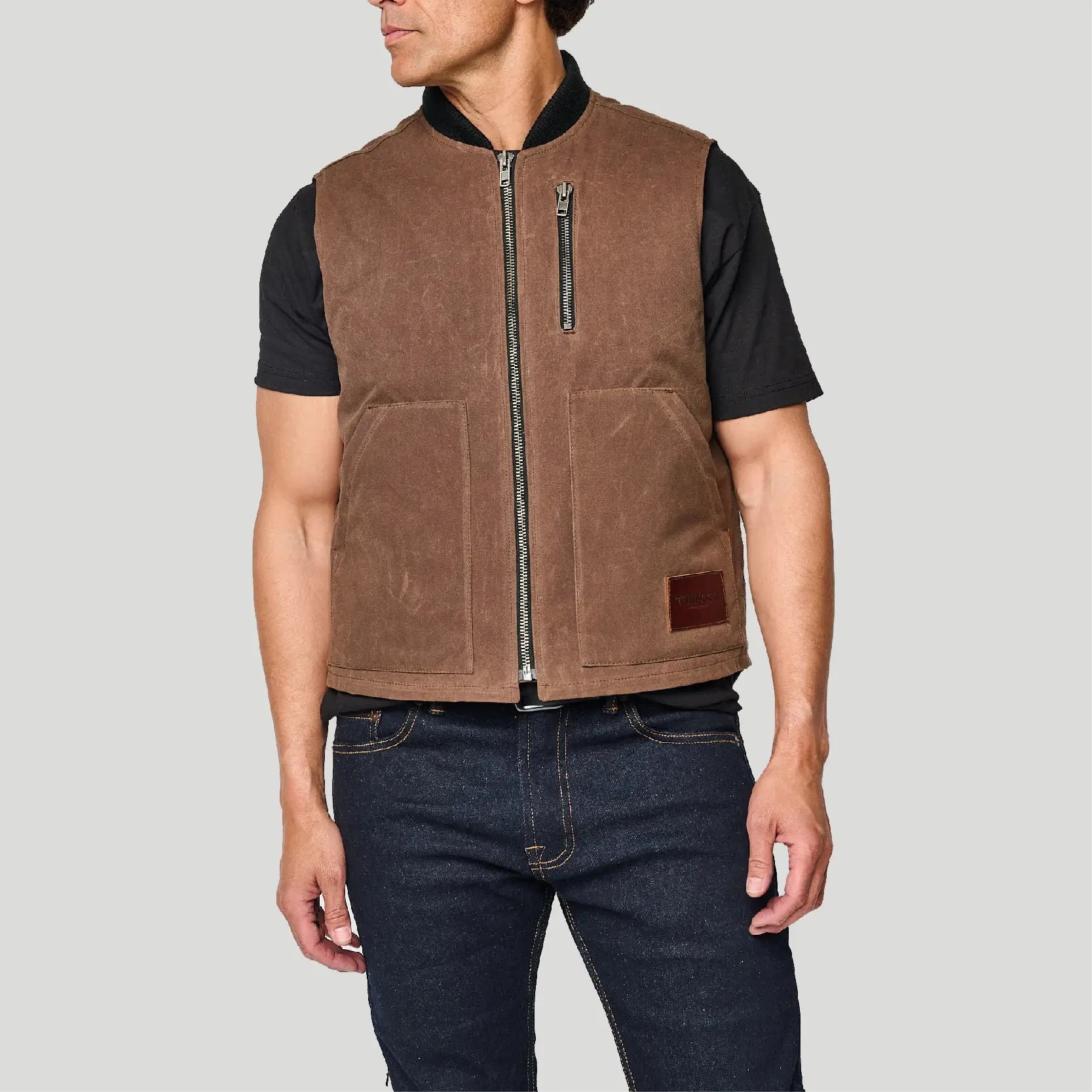 The Wasteland Protective Vest - Brown. Large Back Pocket for a D3O The Wasteland Protective Vest - Brown. Large Back Pocket for a D3O