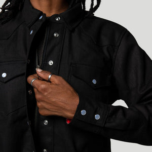 The Riveter Riding Shirt - Black Herringbone