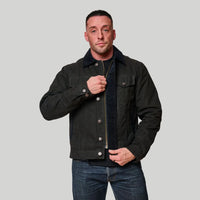 Tobacco Trucker Waxed Canvas Motorcycle Jacket - Asphalt Black