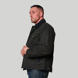 Tobacco Trucker Waxed Canvas Motorcycle Jacket - Asphalt Black
