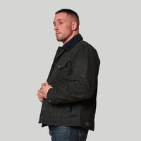 Tobacco Trucker Waxed Canvas Motorcycle Jacket - Asphalt Black