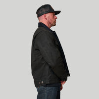 Tobacco Trucker Waxed Canvas Motorcycle Jacket - Asphalt Black