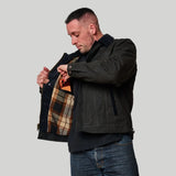 Tobacco Trucker Waxed Canvas Motorcycle Jacket - Asphalt Black