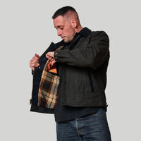 Tobacco Trucker Waxed Canvas Motorcycle Jacket - Asphalt Black
