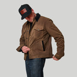 Tobacco Trucker Waxed Canvas Motorcycle Jacket - Coffee Brown