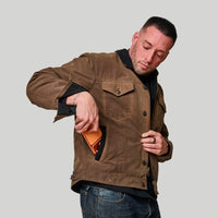 Tobacco Trucker Waxed Canvas Motorcycle Jacket - Coffee Brown