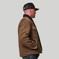 Tobacco Trucker Waxed Canvas Motorcycle Jacket - Coffee Brown