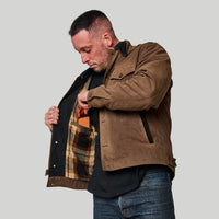 Tobacco Trucker Waxed Canvas Motorcycle Jacket - Coffee Brown