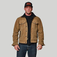Tobacco Trucker Waxed Canvas Motorcycle Jacket - Dune