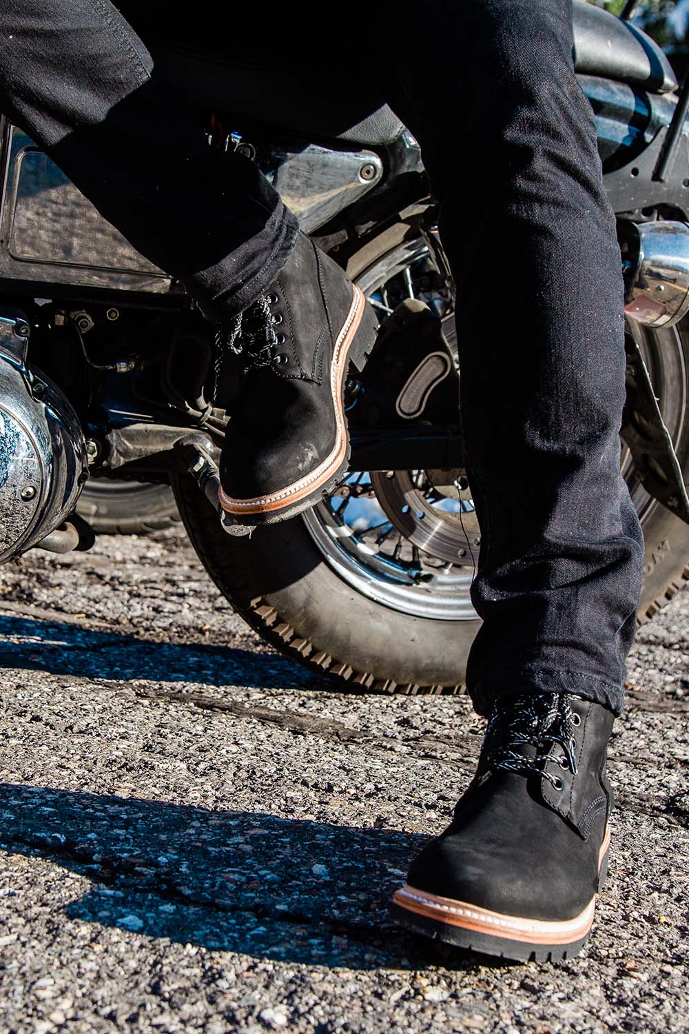 Tobacco Maverick Moto Boots - Matte Black. Hardened Toe and Heel ...